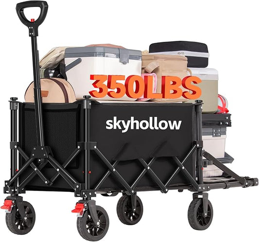 Collapsible Wagon Cart with Wheels Foldable,Folding Beach Wagons Carts Foldable for Grocery Shopping Camping Garden Fishing Sports