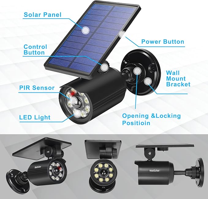 Solar Motion Lights Outdoor IP67 Waterproof Security Flood Lights 1800LM 3600mAh for Garage, Driveway, Path, Patio, Front Door, Landscape 4 Pack