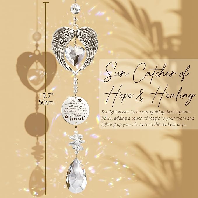 Dog Memorial Gifts for Loss of Dog Sympathy Gifts, Pet Memorial Gifts for Dogs Cats, Pet Memorial Crystal Suncatcher, Thoughtful Cat Dog Bereavement Gifts Dog Remembrance Gift for Pet Loss Condolence