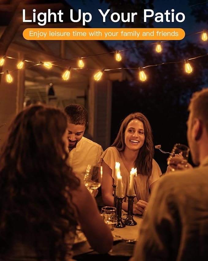 GLUROO Outdoor String Lights 180FT, 90+6Pcs Vintage Bulbs Shatterproof 2700K LED Patio String Lights Waterproof, Connectable Edison Style Lights, Hanging Lights for Backyard, Bistro