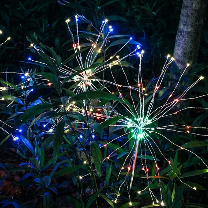 DIY Solar Garden Lights ETL Certified, 105 LED Solar DIY Flowers Fireworks Stars Lights Outdoor, RockyMars Waterproof Solar Powered Pathway Lights for Path Lawn Walkway Patio Yard Christmas, 2 Pack