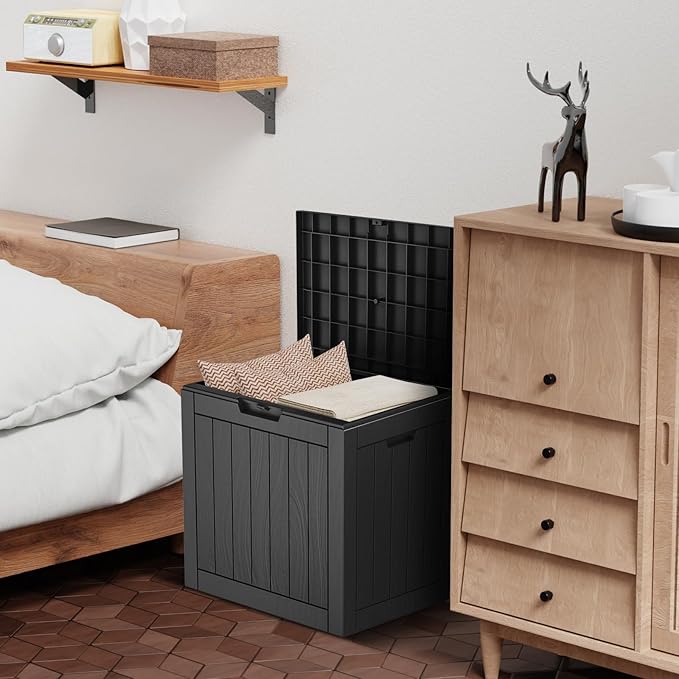 DRATO Deck Boxes, 31 Gallon Outdoor Storage Box for Patio Cushion, Sports Equipment, Garden Tools, Waterproof and UV Resistant, Lockable (Black)