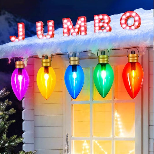 Super Jumbo C9 Christmas Pathway Lights - 11FT 5 LED Walkway Lights, Multicolor Outdoor Decoration for Yard Holiday Lawn