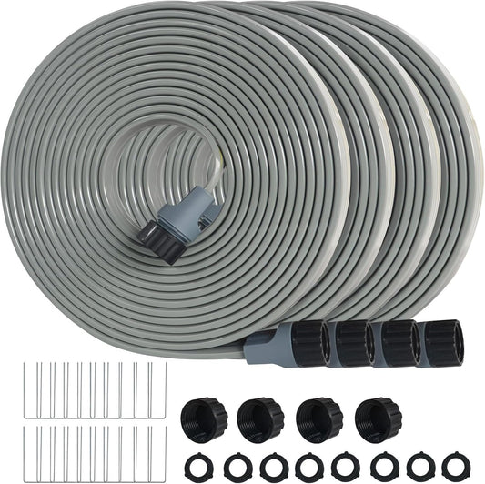 Hopegiver Sprinkler Soaker Hose 10ft 4-Pack Yard Sprinkler Hose for Lawn Water Saving with Stakes, Drip Irrigation Hoses Garden Watering System(Grey,10ft 4-Pack)