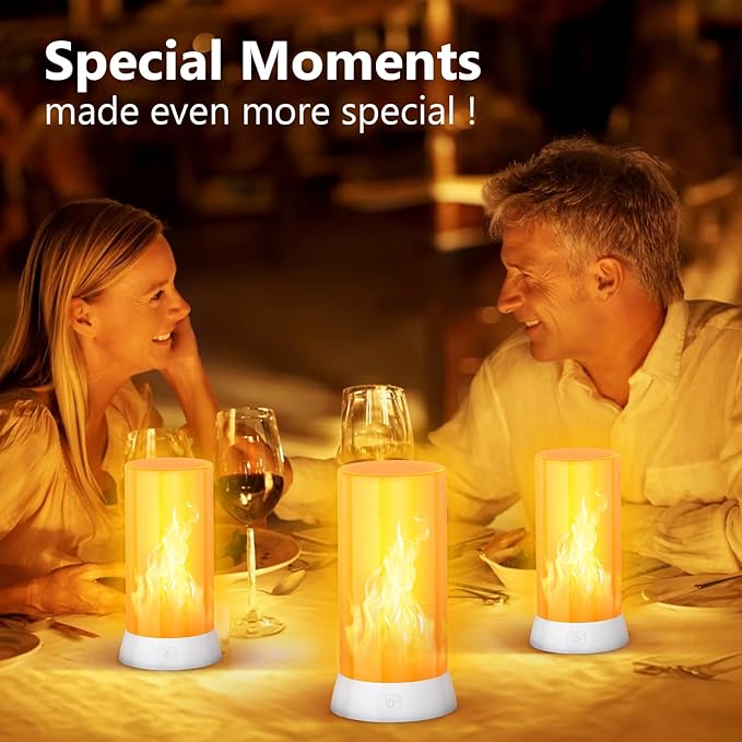 2PCS LED Flame Light, USB Rechargeable Flame Lamp with Remote & Timer, Waterproof Dimmable Flameless Candles Light for Home Party Garden Camping Halloween Christmas Decoration