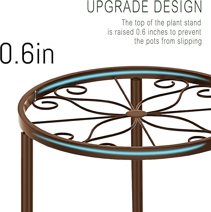 CADANI 5-Pack Metal Plant Stands for Outdoor Indoor, Anti-Rust Iron Flower Pot Stand, Heavy Duty Plant Pot Shelf for Multiple Plant, Decoration Racks for Home, Patio & Garden