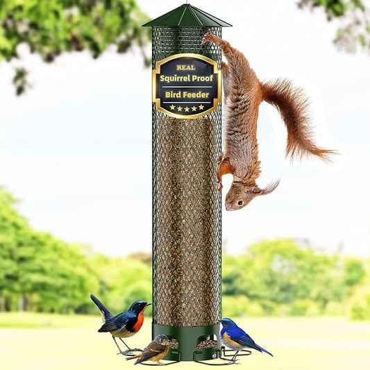 Lager Bird Feeder,Metal Squirrel Proof Bird Feeders for Outdoors Hanging 6.5LB Capacity,Easily Beat Squirrels,Attracting Finch,Cardinal,Chickadee