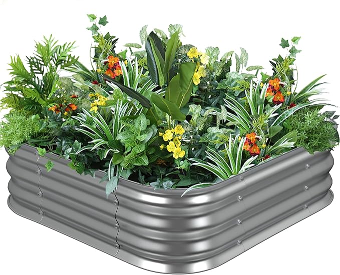 Raised Garden Bed, 2×2×1ft Galvanized Steel Planter Boxes, Heavy Duty Outdoor Raised Garden Bed Planter Kit for Gardening, Rustproof Garden Beds for Vegetables, Fruits, Flower Grow