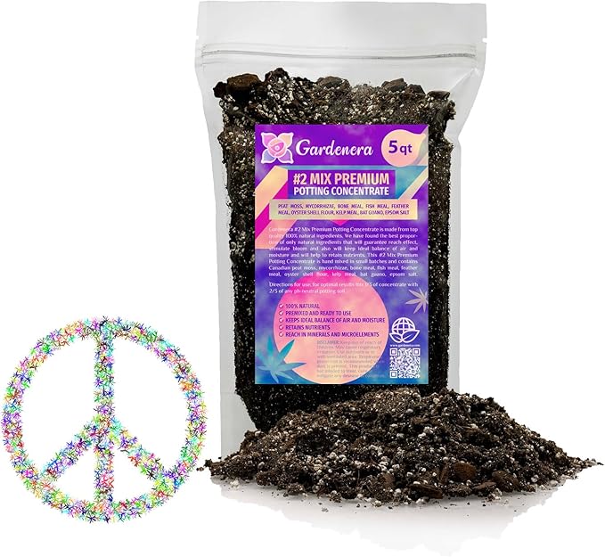 Premium Organic #1 Potting Soil Mix - Ideal Nutrient Blend for Robust, High-Yield, and Beautifully Blooming Outdoor Guerrilla Growing Plants - 5 Quart