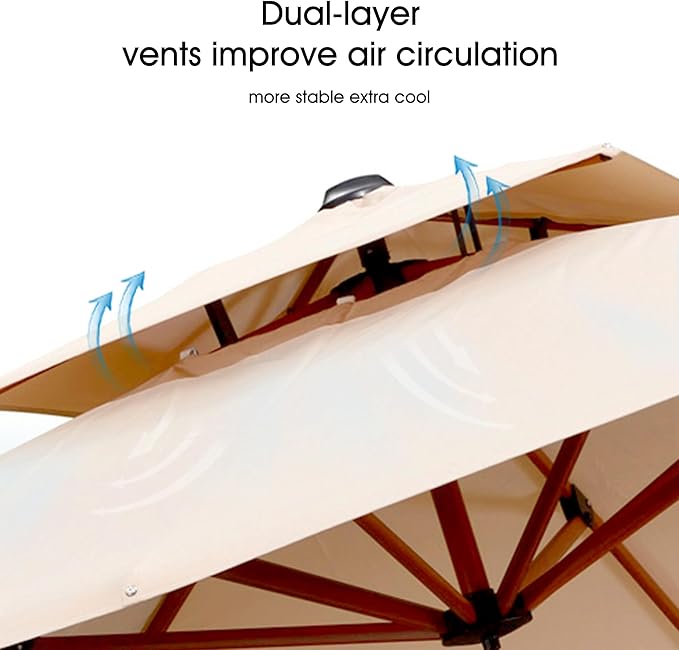 PURPLE LEAF Patio Umbrella with Base Outdoor Square Umbrella Large Cantilever Umbrella Windproof Offset Umbrella Heavy Duty Sun Umbrella for Garden Deck Pool Patio, 9ft Beige