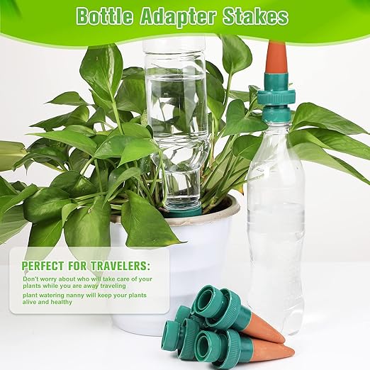 Patelai Terracotta Plant Watering Spikes Self to Use with Cola Bottles Houseplant Watering Stakes Automatic Irrigation System(25 Pack,Terracotta)