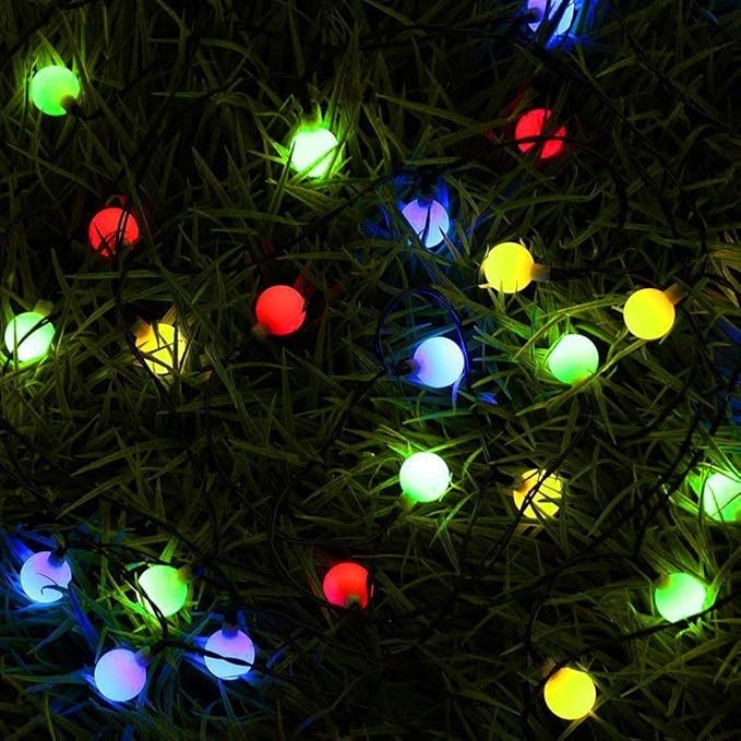 Globe Ball Fairy Lights, 50 LEDs 23ft/7M Solar Led Globe String Lights Waterproof with Two Lighting Modes for Garden Outdoor Party Christmas Decoration (Multicolor)