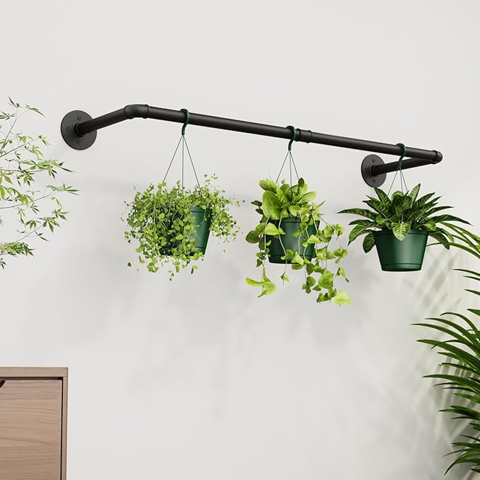 Plant Hanger Indoor Hanging Planters for Indoor Plants Hanging Plant Holder Black Metal Rod(Pot/Chain/Plant not Included