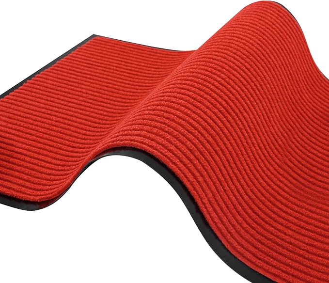 fani Heavy Duty Large Outdoor Indoor Entrance Black Doormat Waterproof Low Profile Entrance Rug Front Door Mat Patio Anti-Skid Rubber Back, 35x60 inch (China Red)
