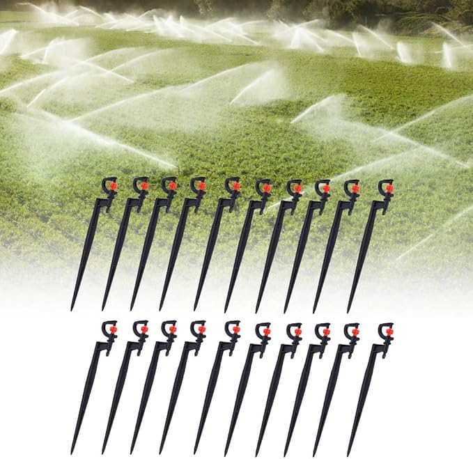 Irrigation Sprinkler, 20pcs Plastic Watering Nozzle G‑Type 360 Degree Rotation Sprinkler Accessory for Garden Agriculture Courtyards Lawn 9.1x1.2x0.4in