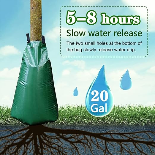 12 Pack 20 Gallon Tree Watering Bags, Reusable, Heavy Duty and Slow Release Gator Bags for Trees, Premium PVC Plant Drip Irrigation Bags,5-8 Hours Releasing Time