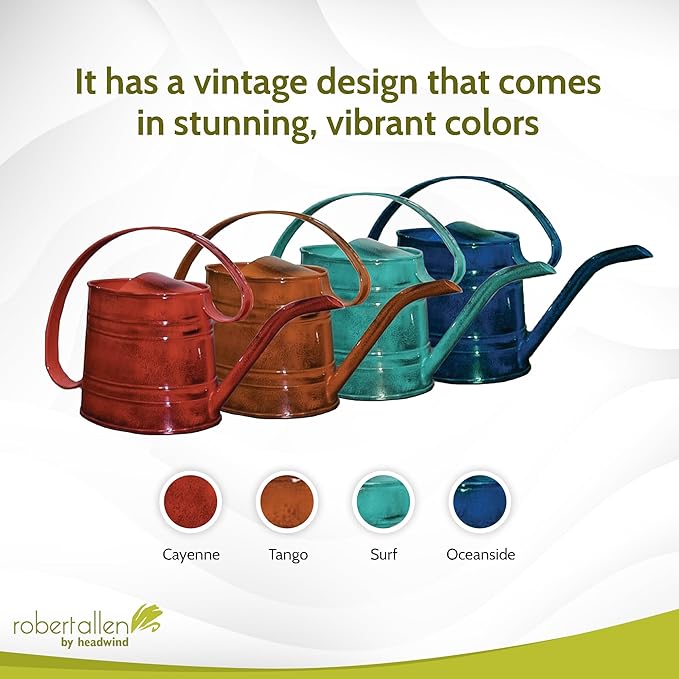 ROBERT ALLEN MPT01505 Danbury Metal Watering Can, Surf Light Blue