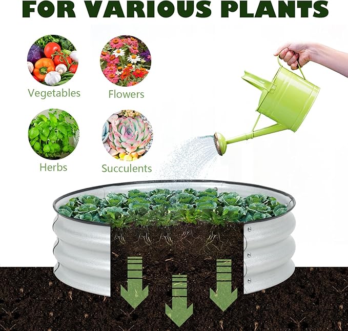 BPS Metal Raised Garden Bed, 2.5FT Diameter Galvanized Planter Raised Garden Boxes for Flower Planters, Vegetables Herb