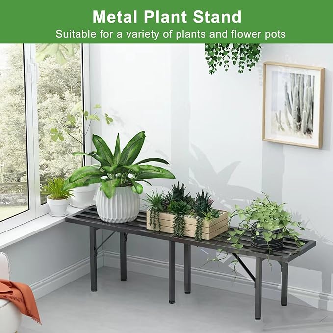 Metal Plant Stands Outdoor, Plant Stand Indoor Plant Shelf Heavy Duty Waterproof Plant Stand for Multiple Plants Flower Pot, Black Plant Stand for Living Room Balcony Garden Home Decor