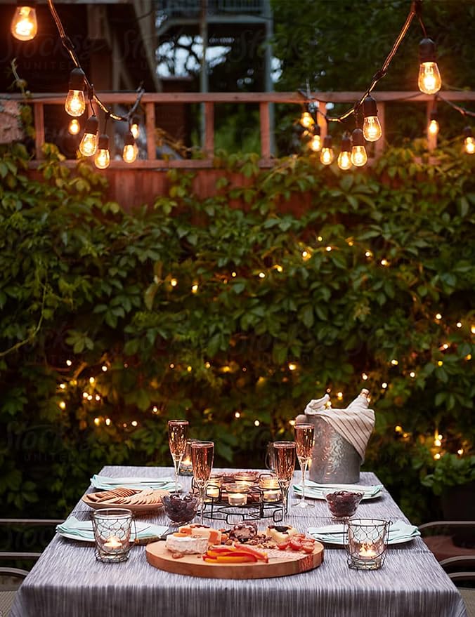 Svater Outdoor String Lights Led 105FT, Commercial Grade Patio Lights with 1W Dimmable S14 Shatterproof Bulbs, ETL Listed Heavy-Duty Outside Waterproof Cafe Bistro Market Lighting Warm White