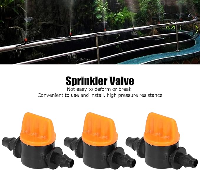 TOPINCN 100pcs Barbed Ball Valve, Drip Irrigation Universal Barbed Valve Mini Pipe Water Valve Through Type Valve Misting Tube Valve for Garden Seeding Cultivation Irrigation