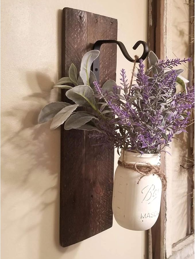 2Pcs 5in Decorative Outdoor Iron Wall Hooks for Hanging Lantern Jar Sconce Solar Light Small Planter Bird House, Black