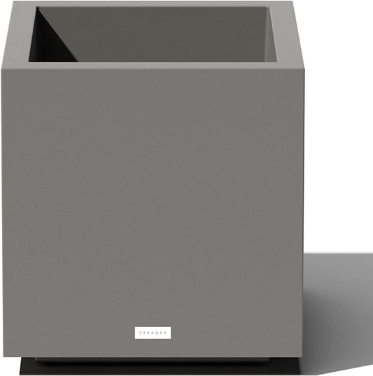 Veradek Block Series Cube Plastic Planter - Large Square Planter for Indoor or Outdoor Patio/Garden | Durable All-Weather Use with Drainage Holes | Modern Décor for Tall Plants, Trees, Flowers