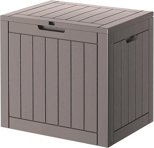 33 Gallon Outdoor Storage Box, Waterproof Resin Deck Box for Indoor & Outdoor Use – Lockable Patio Storage Bin for Garden Tools, Package Deliveries, Pool Accessories, Sports Gear & Furniture-Grey