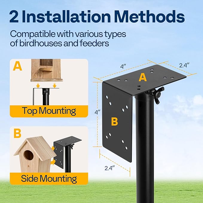 VIVOHOME 106 Inch Bird Feeder Pole, Heavy Duty Adjustable Bird House Stand Pole for Outdoor, Bird House Pole Mount Kit with 5 Prong