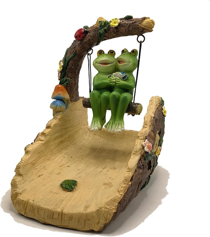 Frogs On The Swing Gutter Guardian Rain Downspout, Animals Outdoor Statue Gutter Downspout Extension Garden Decoration, Downspout Extender Diverter Splash Block for Courtyard and Patio