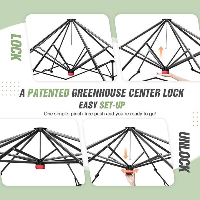 EAGLE PEAK 10x10 Portable Walk-in Greenhouse, Pop-up Indoor Outdoor Garden Green House, Zippered Doors and Windows, PE Cover, White