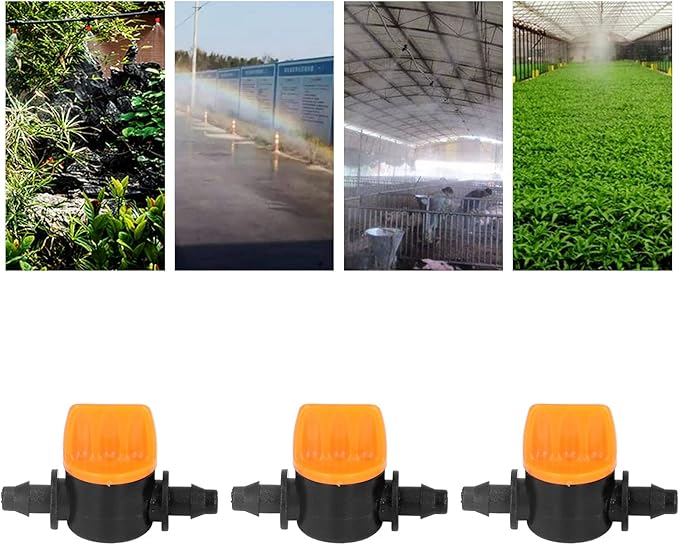 TOPINCN 100pcs Barbed Ball Valve, Drip Irrigation Universal Barbed Valve Mini Pipe Water Valve Through Type Valve Misting Tube Valve for Garden Seeding Cultivation Irrigation
