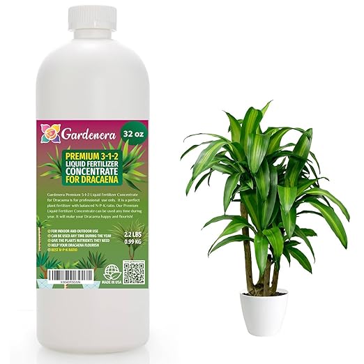 Premium Liquid Dracaena Plant Fertilizer - 3-1-2 Concentrate for Indoor Plants and Flowers by Gardenera | Organic Plant Food for Dracaena Plants - 32oz