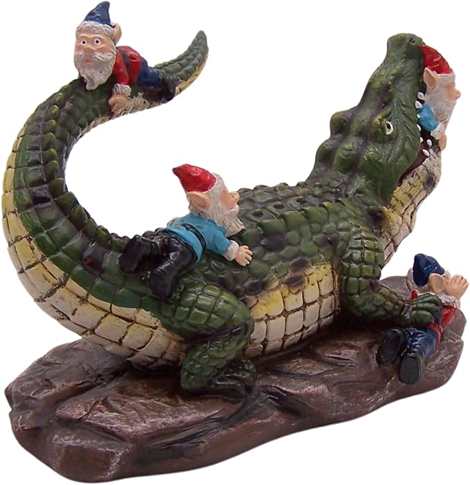 Gator Gnome: Whimsical Garden Figurine - Unique Home & Outdoor Decor