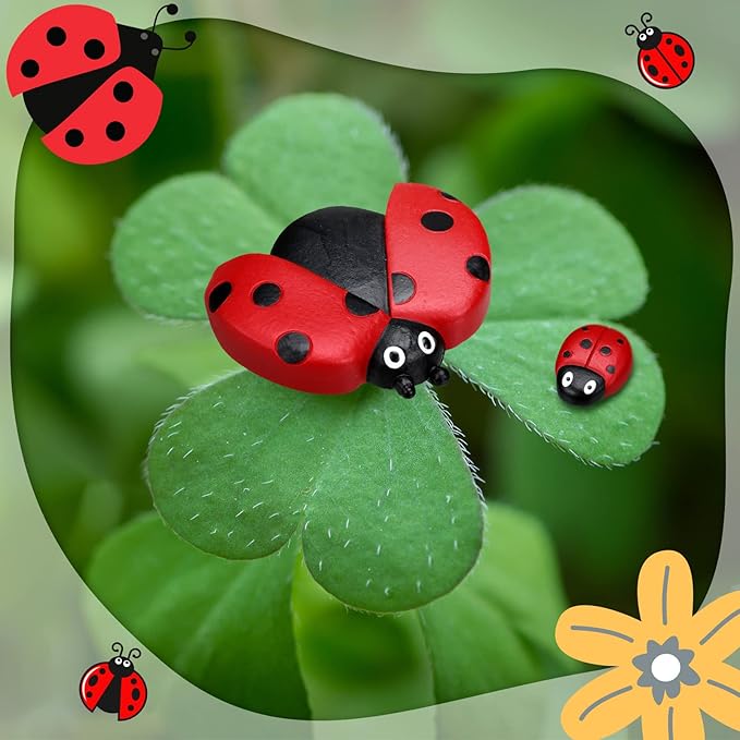 Gerrii 18 Pcs Small Resin Ladybugs Garden Decor Stones Holiday Ladybug Garden Yard Decorations Outdoor 4 Size Ladybug Mom Gifts Lady Bugs Yard Decorations