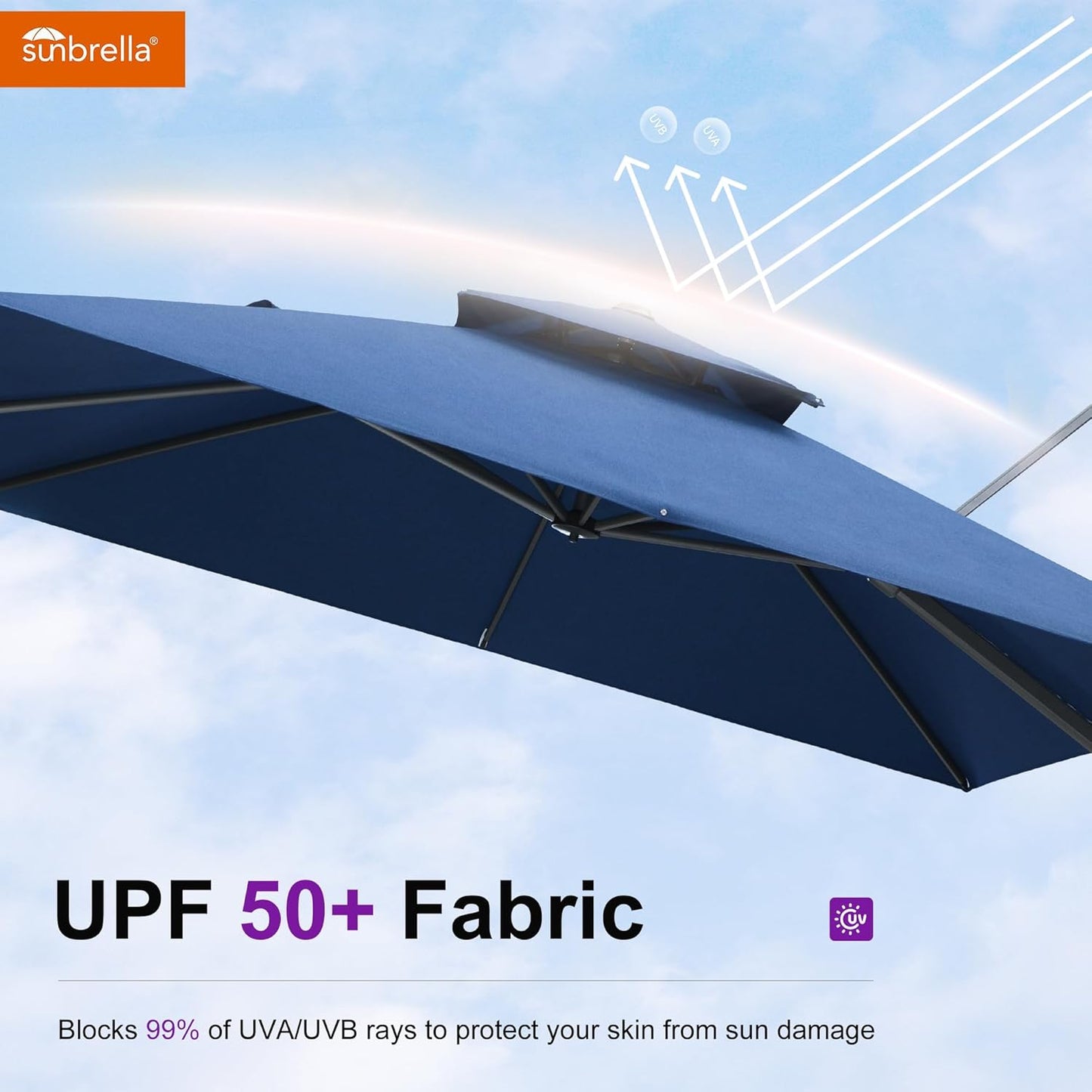 PURPLE LEAF Cantilever Umbrella 9' X 12' Outdoor Double Top Large Rectangle Umbrella Heavy Duty 360° Rotation Offset Patio Umbrella for Garden Deck Pool Backyard Spectrum Indigo