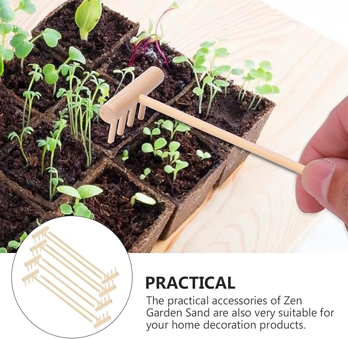 EXCEART Mini Rake Set - 80 Pcs Meditating Sand Zen Garden Accessories - Bamboo & Wood Adjustable Tools