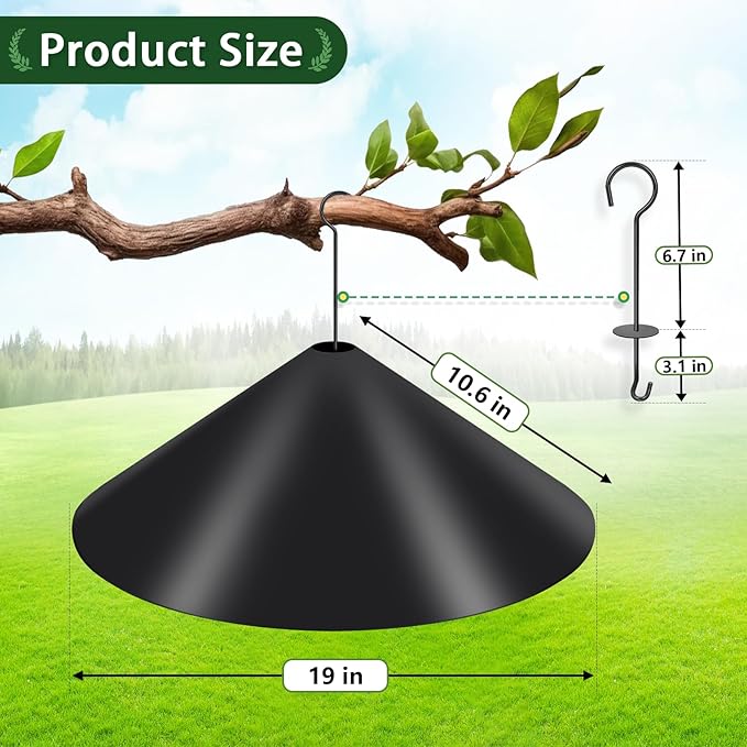 Gtongoko 19 Inch PP Squirrel Baffle for Protect Outside Hanging Mounted Bird Feeder or Bird House Squirrel Proof for Shepherd Hooks Black 1 Pack