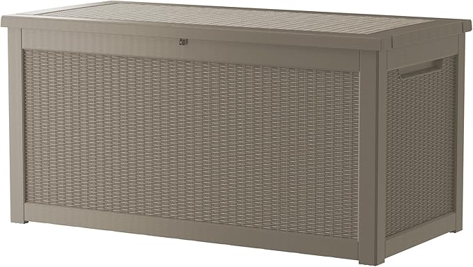320 Gallon Outdoor Storage Box Patio Deck Box Waterproof, Resin Lockable Outside Large Storage Bin for Pool Cushion Furniture, Garden Tools UV-Resistant, Grey