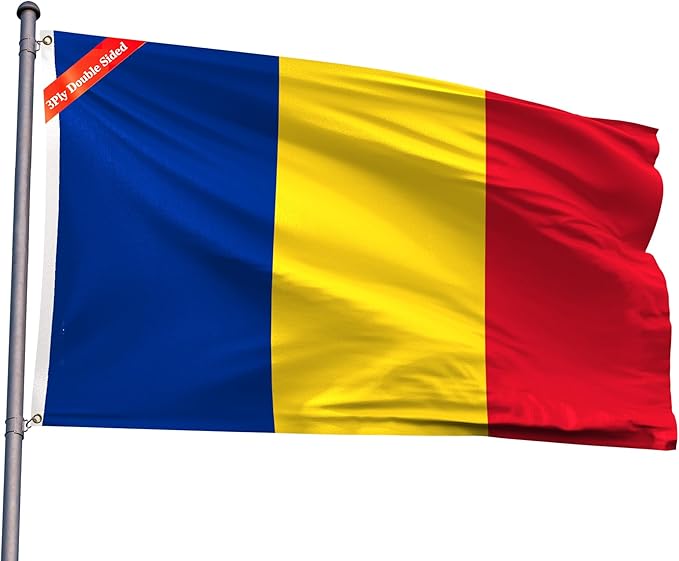 Double Sided Romania Flag 4x6FT Romanian National Polyester Banner With 2 Grommets Fade Resistant Vivid Color For Patriotic Festival Events Party Decoration (Romania, 4x6FT-3ply)