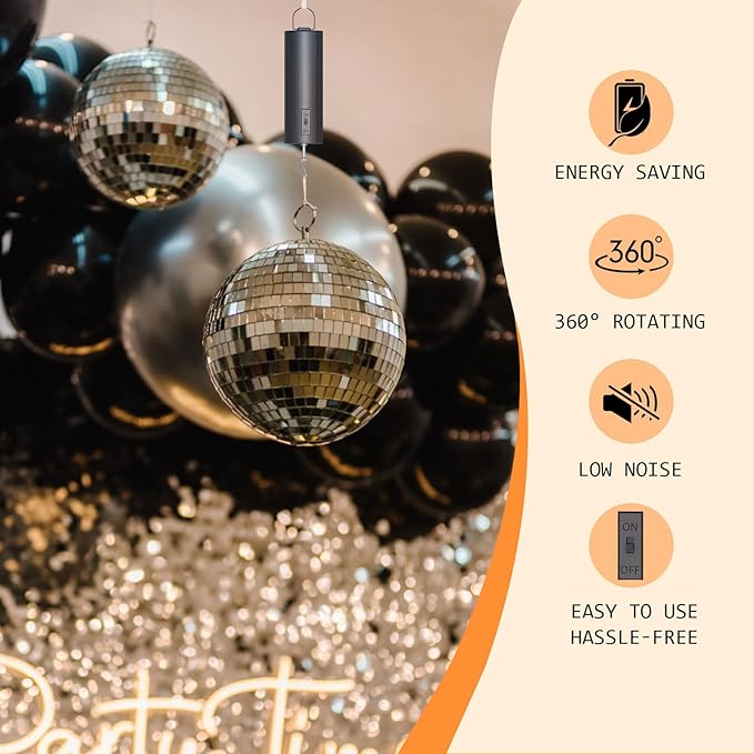 Disco Ball Motor Hanging Display Motor Multi-Purposes Rotating Mobile Wind Spinner Motor for Mirror Ball Baby Crib Spiral Wind Chimes Christmas Ornament Yard Garden Decor,20 RPM(Black)