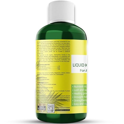 Organic Premium Kelp Seaweed Fertilizer - Liquid Hydroponics Fertilizer - Liquid Plant Food - Nutrient-Rich Soil Enhancer - Natural Plant Food for Aloe Vera (32 OZ)