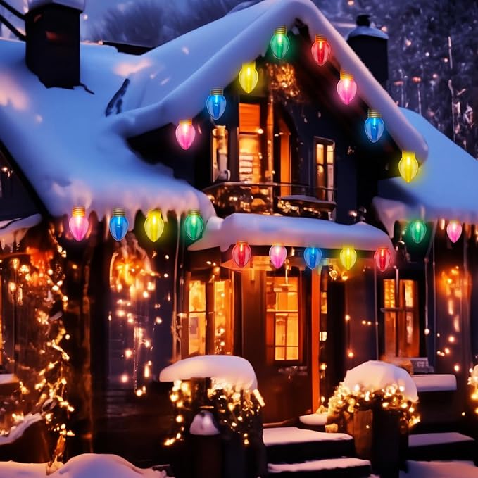 Jumbo Christmas Lights, 16Ft Outdoor Christmas Decorations String Lights with 10 5'' Large Multicolor Bulbs Xmas Hanging Light Waterproof UL Listed for Outdoor Patio Eave Holiday Yard Roofline Decor