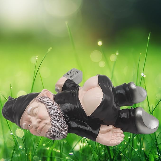 MINICAR 9.5'' Gnomes Statues Outdoor Decor, Large Naughty Sculptures Yard Decorations Patio Lawn Ornament, Funny Christmas Garden Gifts