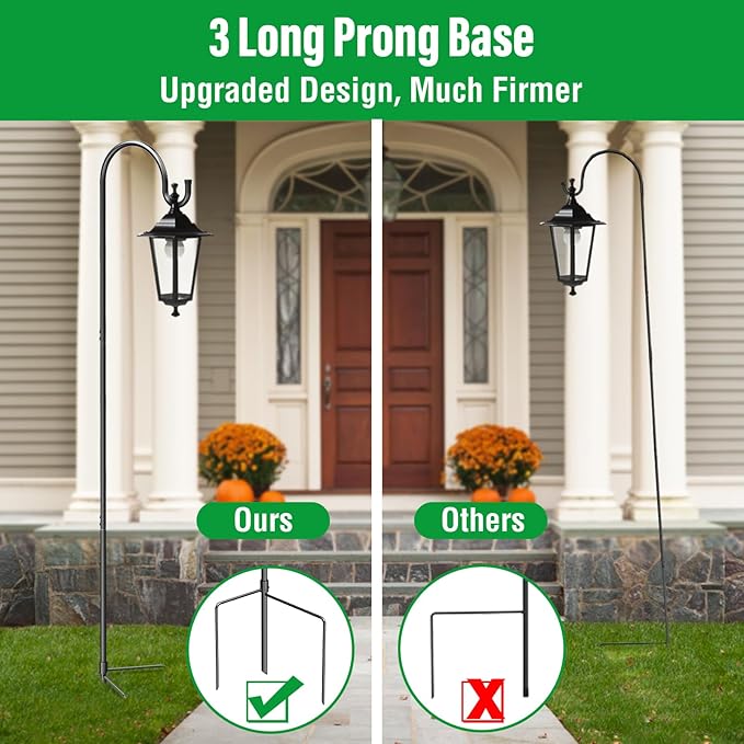 GOFORWILD Shepherd’s Hooks 4 Pack Black, 65 inches Tall, Made of Premium Metal for Garden Decor, Plant Hanger, Lantern Hook, Garden Stake and Wedding Decor, 7016