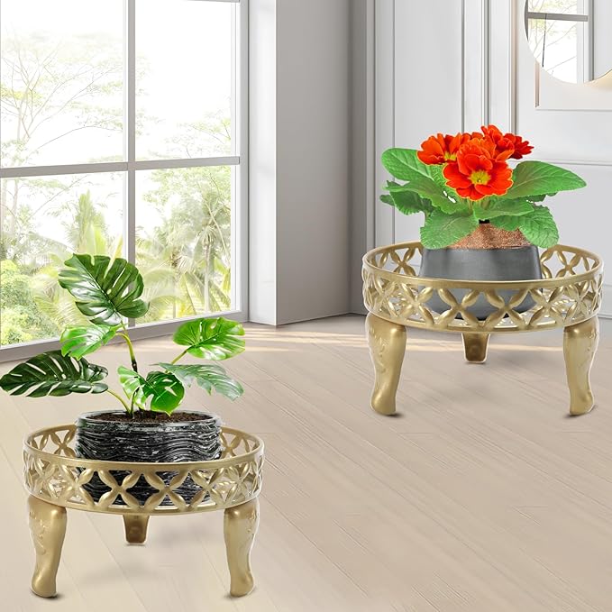 2 Pack Plant Stand, Anti-Rust Planter Stands for Indoor Plants, Metal Plant Stands Outdoor, Round Flower Pot Stands for Multiple Plants, Display Shelves Potted Plant Holders for Garden Patio
