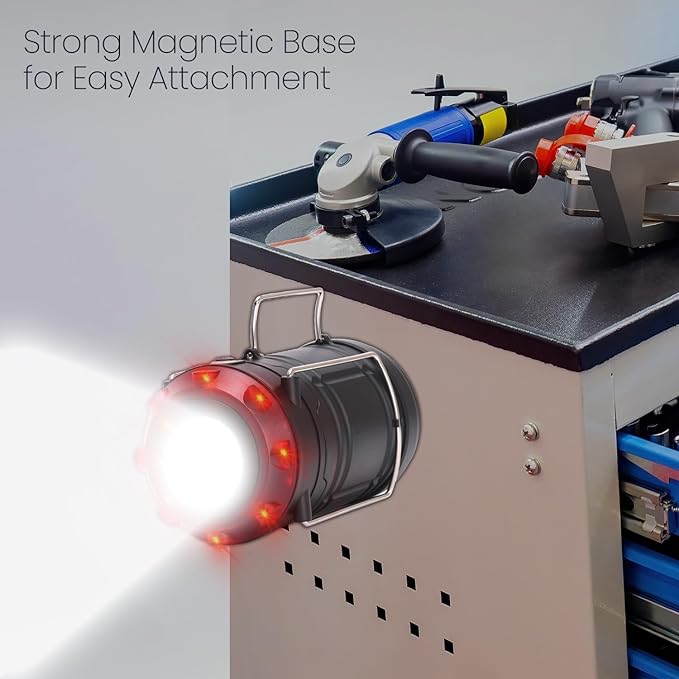 Lichamp 4 Pack Lantern Camping Essentials Lights, Battery Powered Collapsible Lanterns Flashlights with Red Strobe/SOS, Magnetic Base, for Power Outages, Hurricane, Tent Lights for Emergency