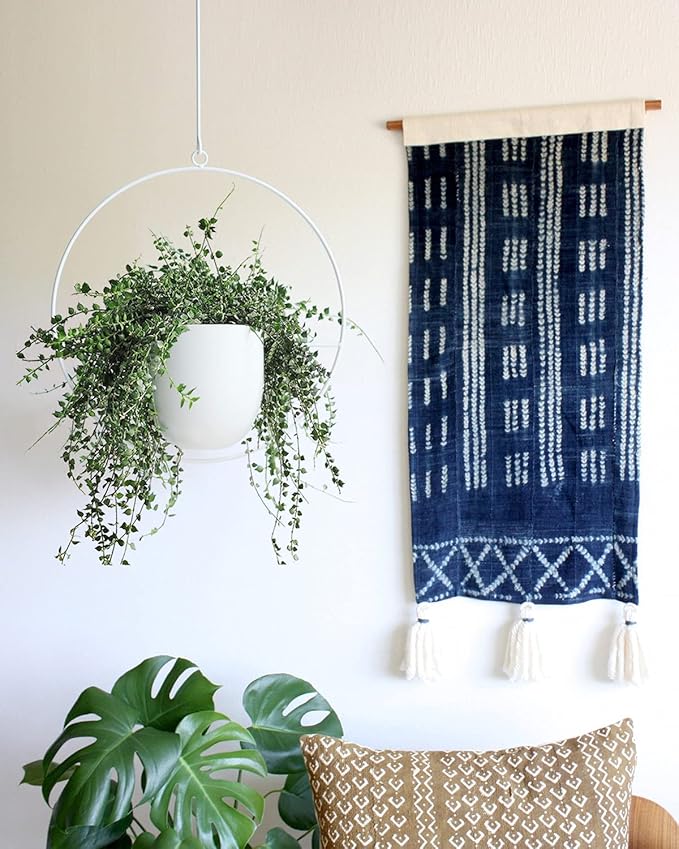 Hanging Planter Indoor Modern Boho Plant Pot Metal Wall and Ceiling Plant Holder Mid Century Minimalist Flower Pot for Hanging Plants, White