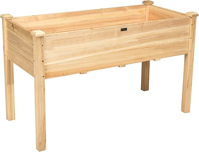 Giantex Raised Garden Bed Kit Elevated Planter Box for Vegetables Fruits Herb Grow, Heavy Duty Natural Cedar Wood Frame Gardening Planting Bed for Deck Patio Yard, 49.5"X23.5"X30.0"
