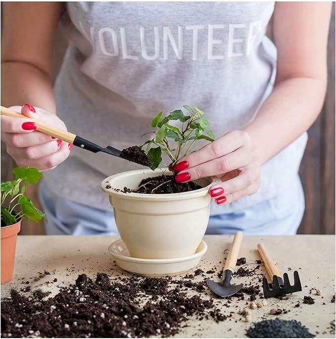 Wishlotus Mini Gardening Tools, 3Pcs Gardening Hand Tools with Non-Slip Handles, Portable Tools Set for Indoor Gardening, Succulents, Bonsai, Gift for Wife and Mother（Thin）